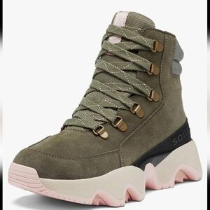 Sorel Kinetic Impact Conquest High Top Boot Sneakers Waterproof Stone Green Chal